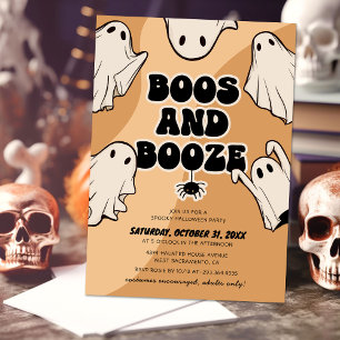 Retro Boos och sprit Halloweenfest Inbjudningar