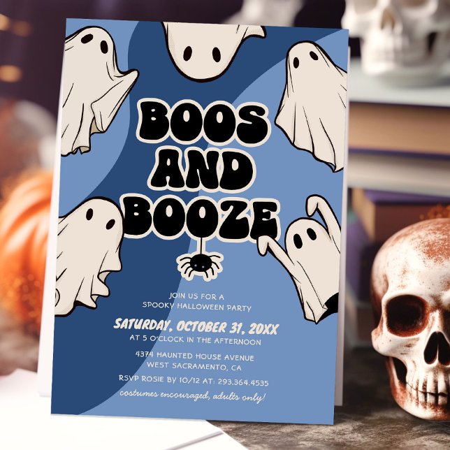 Retro Boos och sprit Halloweenfest Inbjudningar (Skapare uppladdad)