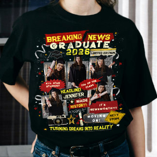 Retro Bootleg Graduation Newspaper Collage Photos  T Shirt