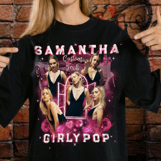 Retro Bootleg Pink Girly Add Photos Custom Trendy T Shirt