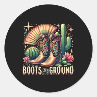 Retro Boots på Da Ground Western Cowgirl Desert Vi Runt Klistermärke