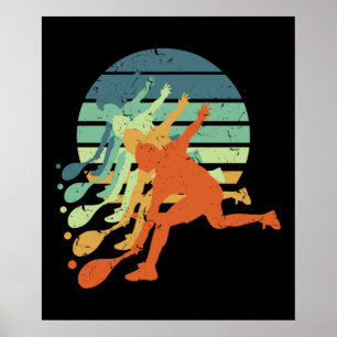 Retro Bord Tennis Player Ping Pong Älskare Sports Poster