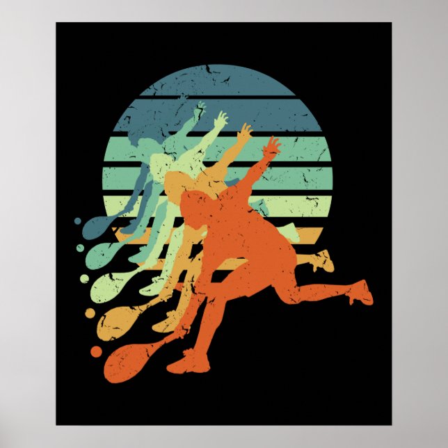 Retro Bord Tennis Player Ping Pong Älskare Sports Poster (Framsidan)