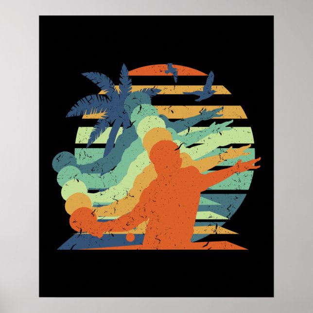 Retro Bord Tennis Player Ping Pong Älskare Sports Poster (Framsidan)
