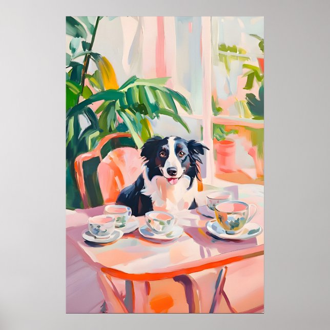 Retro Border Collie Poster, Border Collie Oil Poster (Framsidan)