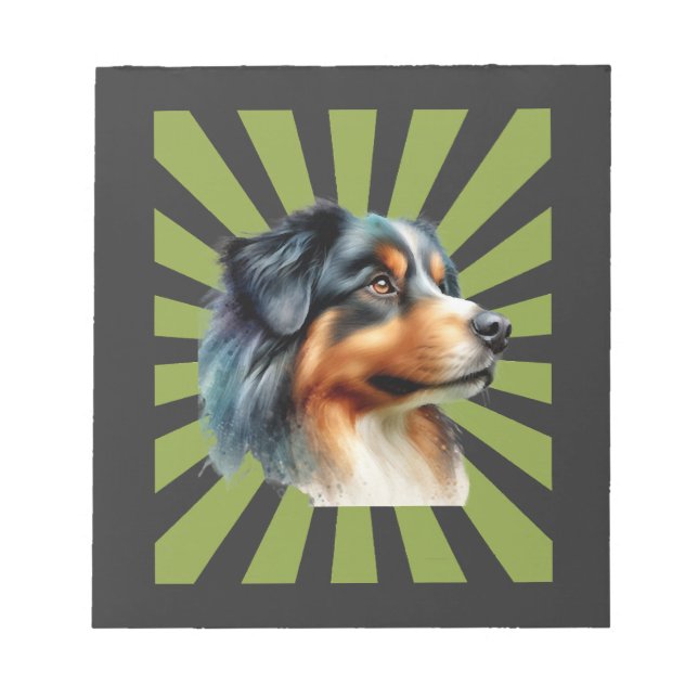 Retro Border Collie Solstråle Grafisk design Anteckningsblock (Framsida)