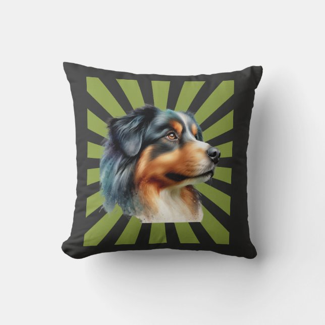 Retro Border Collie Solstråle Grafisk design Kudde (Framsida)