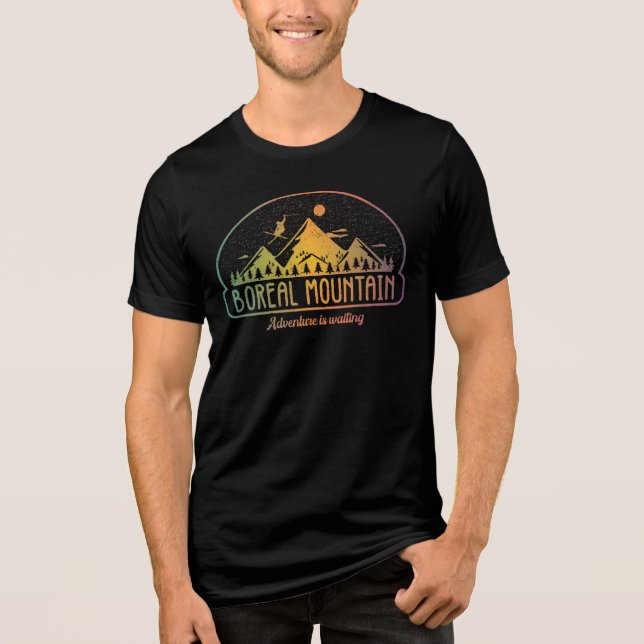 Retro Boreal Mountain Ski T Shirt (Framsida)