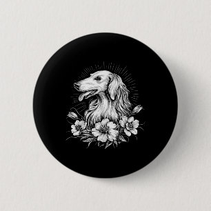 Retro Borzoi Hund älskare Tattoo Stil _1 Knapp