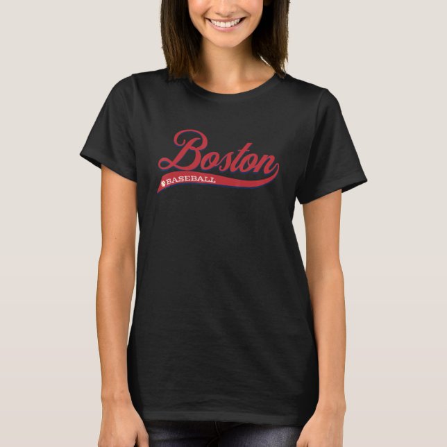 Retro Boston Baseball Vintage Classic Script T Shirt (Framsida)