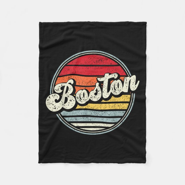 Retro Boston Home State Coola 70:00 Stil Sunset Ma Fleecefilt (Framsidan)