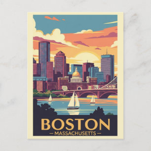 Retro Boston Vintage resor Sailcraft Harbour Vykort