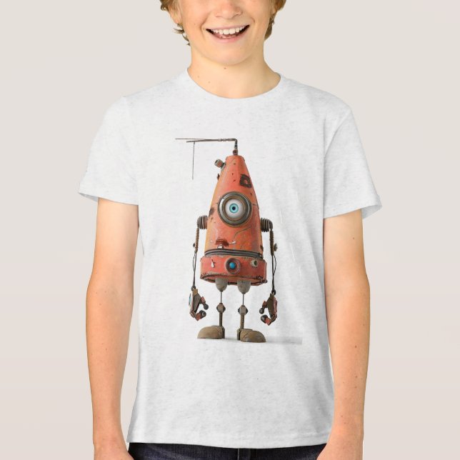 Retro Bot One-Öga - Rusty Orange Droid T Shirt (Framsida)