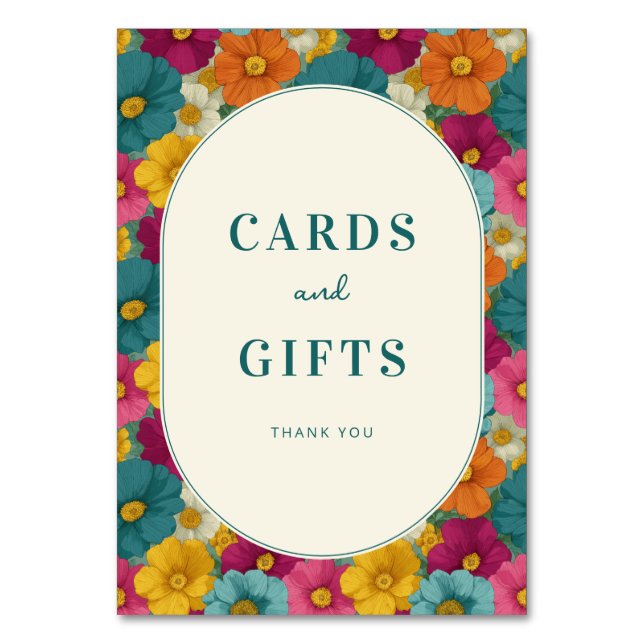 Retro Botanica and Teal Wedding Bordsnummer (Framsidan)