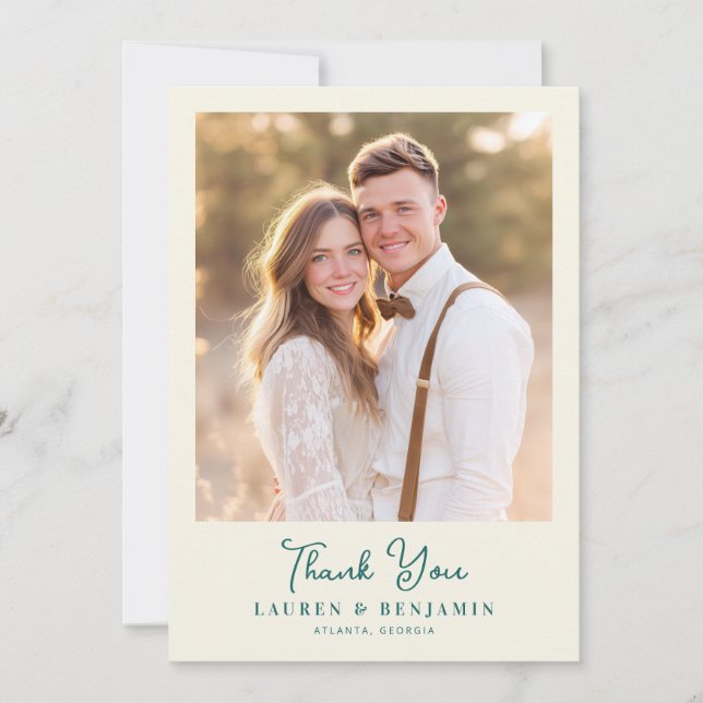 Retro Botanica and Teal Wedding Tack Kort (Framsida)