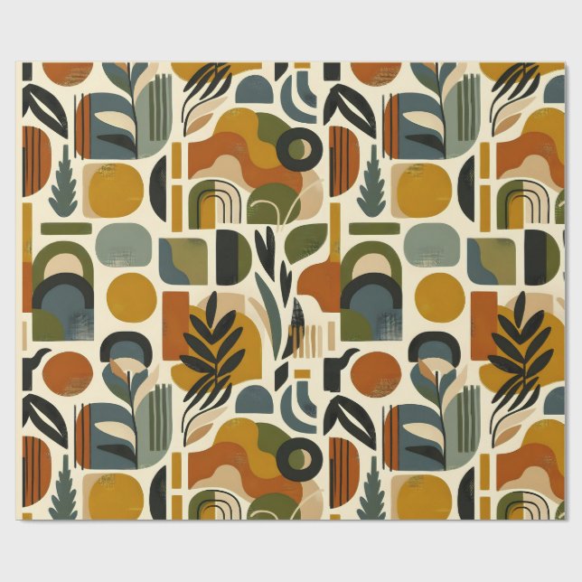 Retro Botanica Geometrica Presentpapper (Platt)