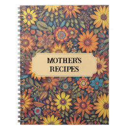Retro Botanical Flowers Mönster Anteckningsbok