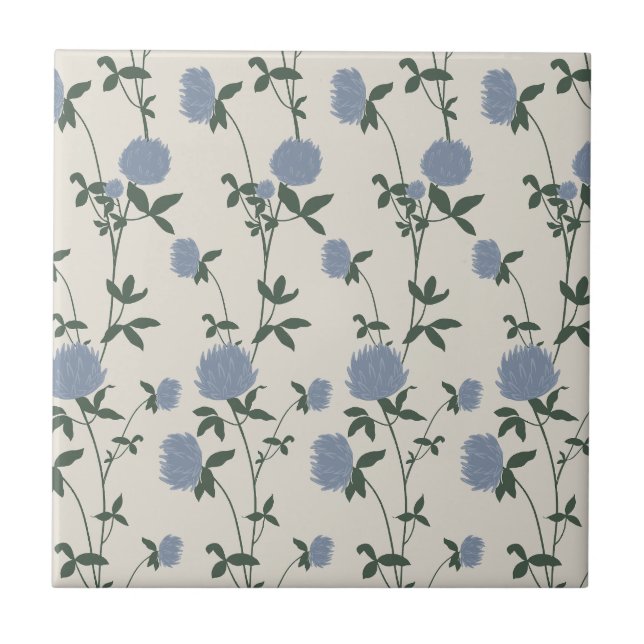 Retro Botanical Meadow Clover | French Linen Kakelplatta (Framsidan)