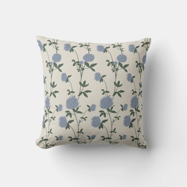 Retro Botanical Meadow Clover | French Linen Kudde (Framsida)
