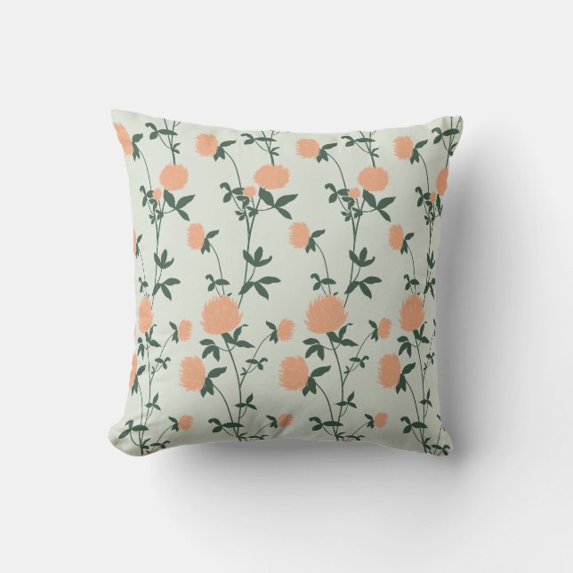 Retro Botanical Meadow Clover | Soft Spring Kudde (Framsida)