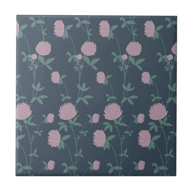 Retro Botanical Meadow Clover | Twilight Meadow Kakelplatta (Framsidan)