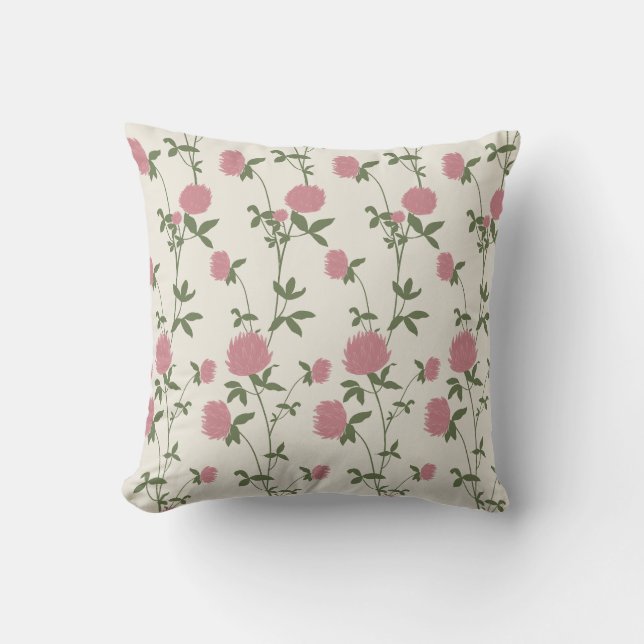 Retro Botanical Meadow Clover | Vintage Archive Kudde (Framsida)