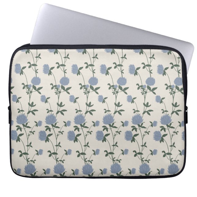 Retro Botanisk Äng Klöver | Fransk Linne Laptop Fodral (Framsidan)