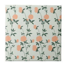 Retro Botanisk Äng Klöver | Mjuk Vår Kakelplatta