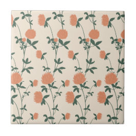 Retro Botanisk Äng Klöver | Solbränd Lera Kakelplatta