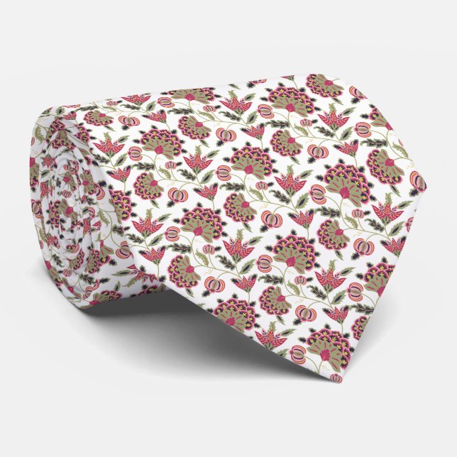 Retro Botanisk Damask Boho Mönster  Slips (Rullad)