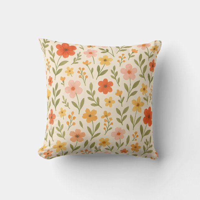 Retro Botanisk Kastkudde för soffa eller säng Kudde (Framsida)