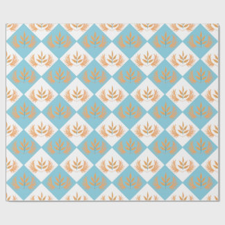 Retro Botaniskt Geometriskt Mönster | Orange Blomm Presentpapper