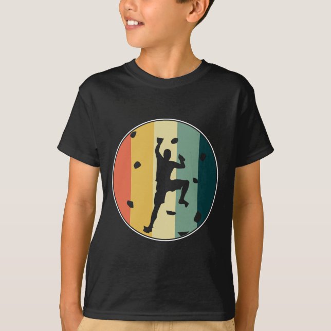Retro Boulderer Vägg Klättring Bouldering Sporter  T Shirt (Framsida)