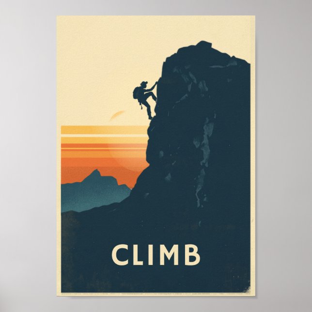 Retro Bouldering Klättervägg Konst Poster (Framsidan)