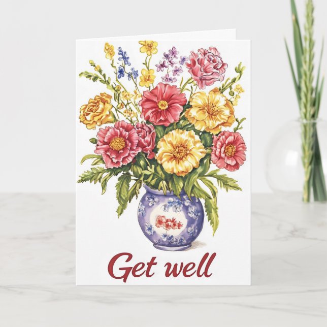 Retro Bouquet Flowers kommer bra Helgkort (Framsida)