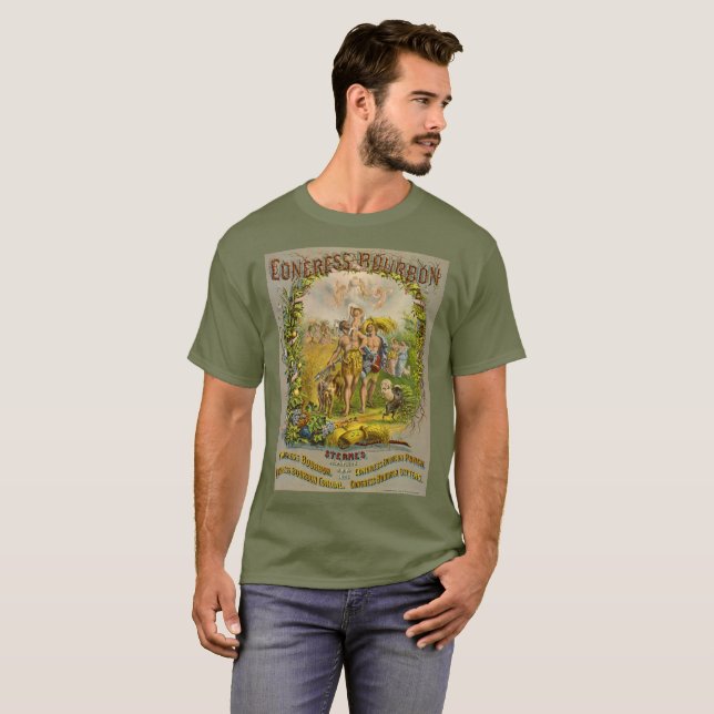 Retro Bourbon etikett 1864 Tee Shirt (Hel framsida)