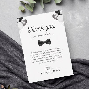 Retro Bow Tie & Balloons Boy Shower Tack Kort