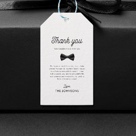 Retro Bow Tie & Balloons Boy Shower Tack Presentetikett