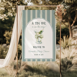 Retro Bow Tini One Martini Baby Shower Välkomstsky Poster