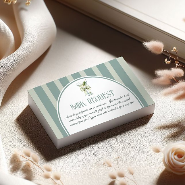 Retro Bow Tini One Martini Book For Baby Shower Tilläggskort (Skapare uppladdad)