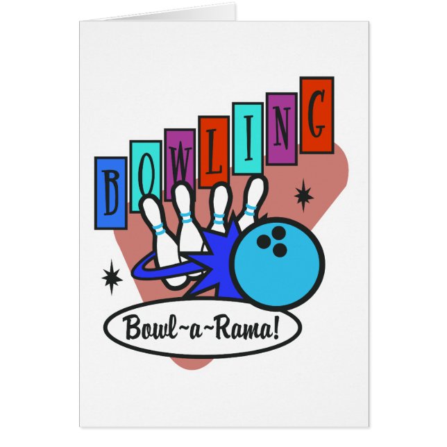 retro bowl-a-rama-tecken hälsningskort (Framsidan)