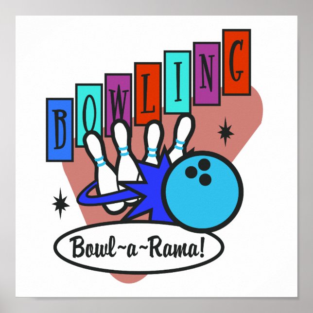 retro bowl-a-rama-tecken poster (Framsidan)