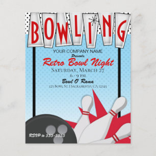 Retro Bowl Night Corporate Event Party Flygblad