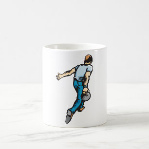 Retro Bowlare som Kastar Boll Kaffemugg