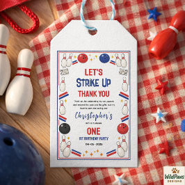 Retro Bowling 1st Birthday – Fun Kids Presentetikett