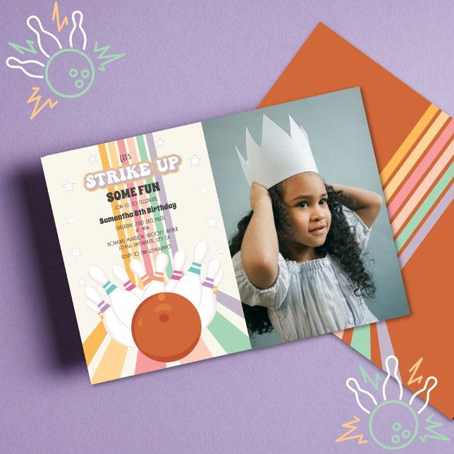 Retro Bowling Barns födelsedag Photo Inbjudningar (Skapare uppladdad)