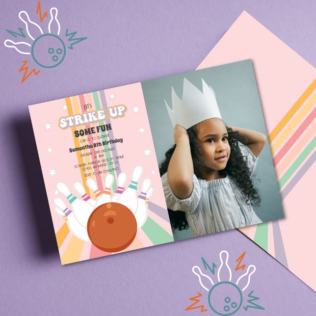 Retro Bowling Barns födelsedag Photo Inbjudningar (Skapare uppladdad)