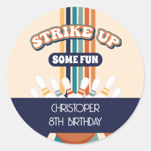 Retro Bowling Barns födelsedag Runt Klistermärke