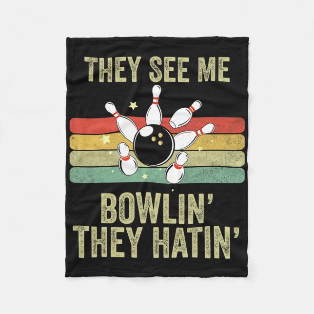 Retro bowling De ser mig bowla De hatar Vint Fleecefilt (Framsidan)