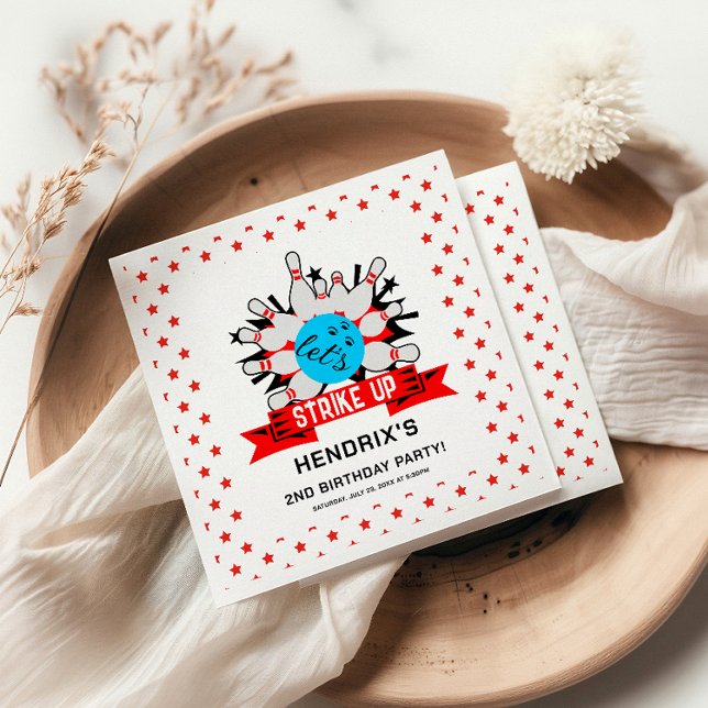 Retro Bowling Kids 1st Birthday Party Pappersservett (Retro Bowling Kids 1st Birthday Party Napkins)